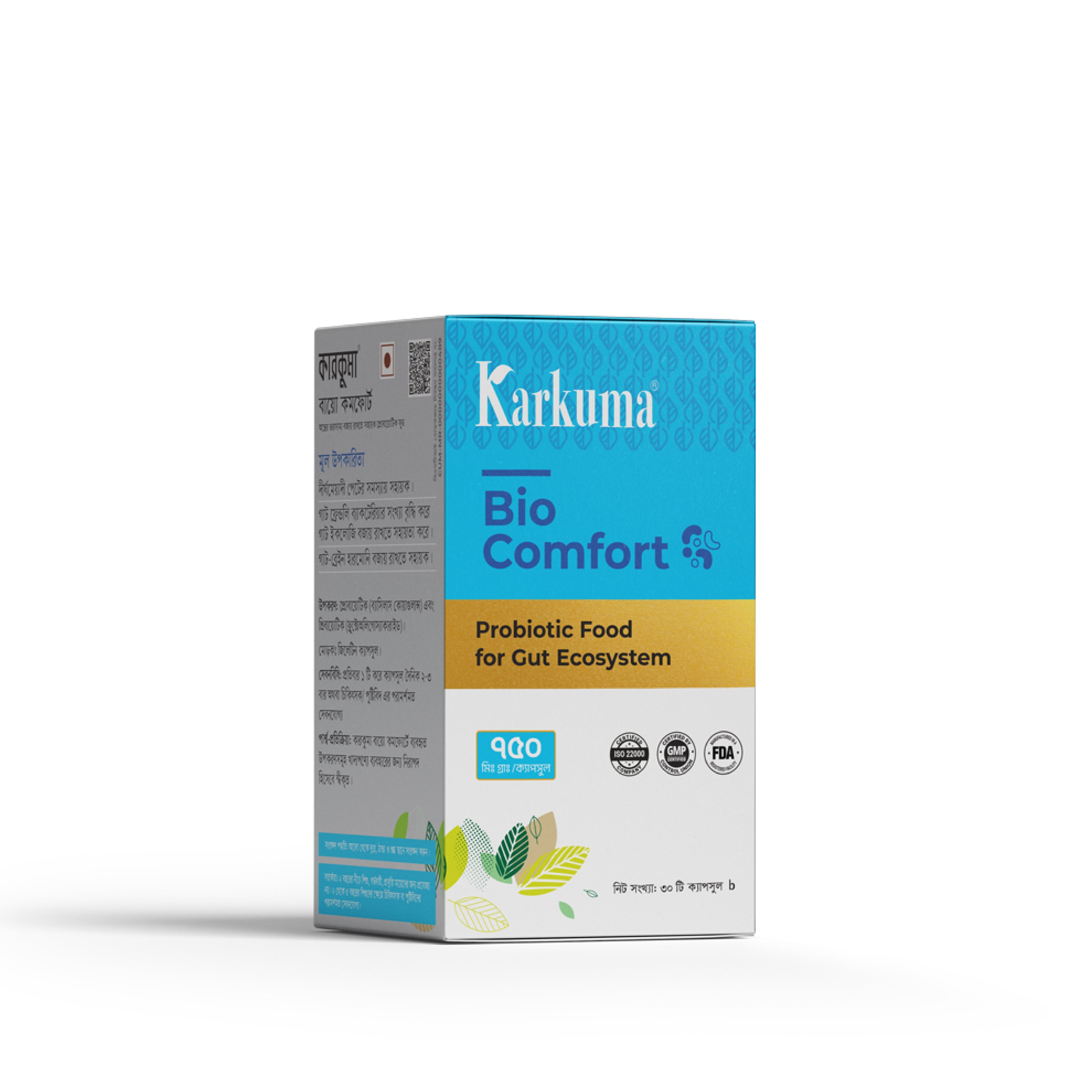 Karkuma Bio Comfort probiotic food packaging on a white background
